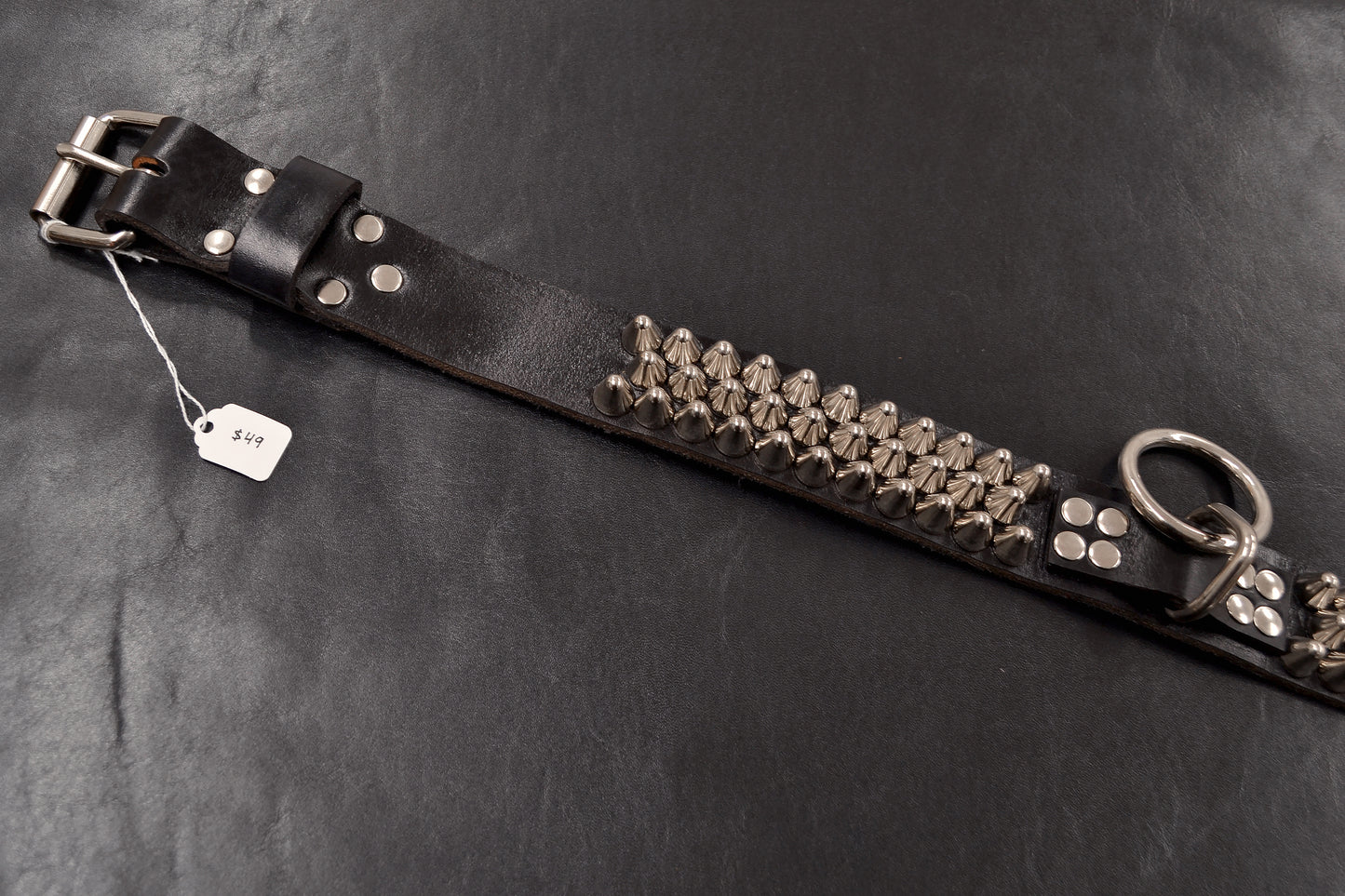 tall cone stud bondage belt size 33