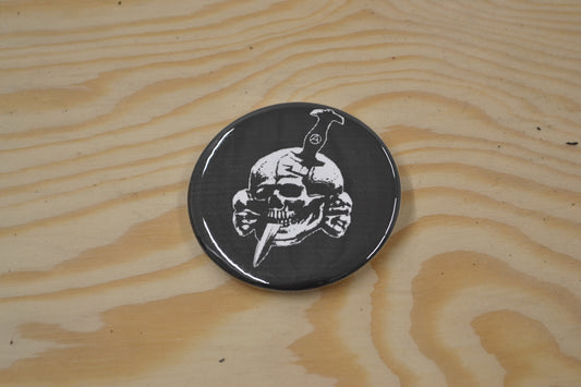 deathshead leather logo pin 2.25"